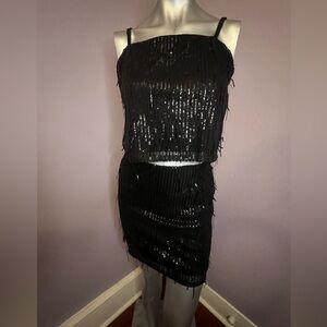 Inspired Hearts Black Sequin Skirt and Top